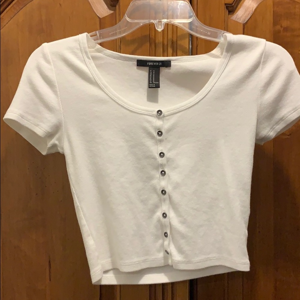 White shirt sleeve crop top Size S-M